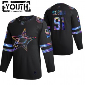 Camisola Dallas Stars Tyler Seguin 91 2021-22 Preto holográfico iridescente Authentic - Criança